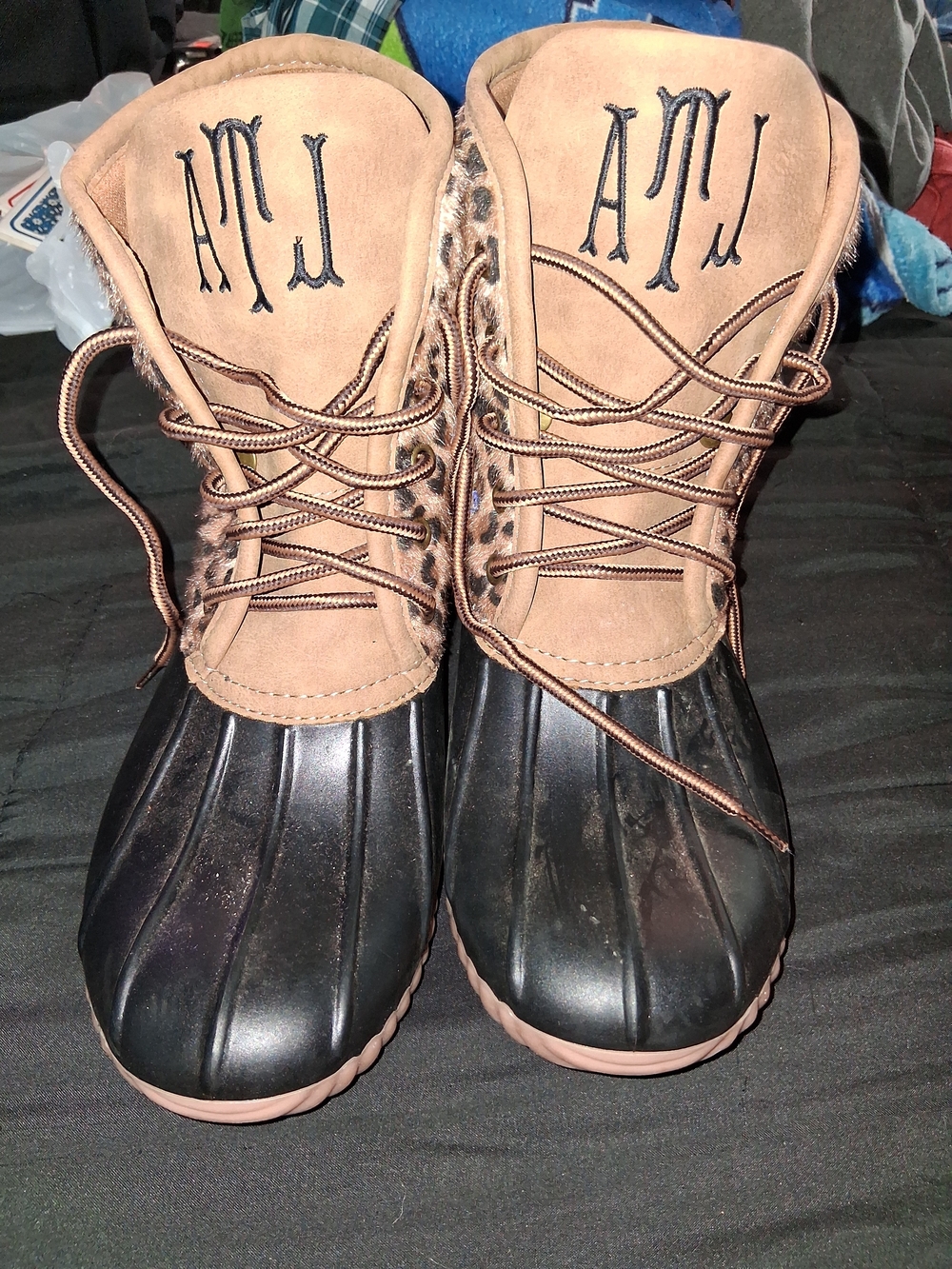 Women’s Waterproof Winter Duck Boots in Black and Tan
